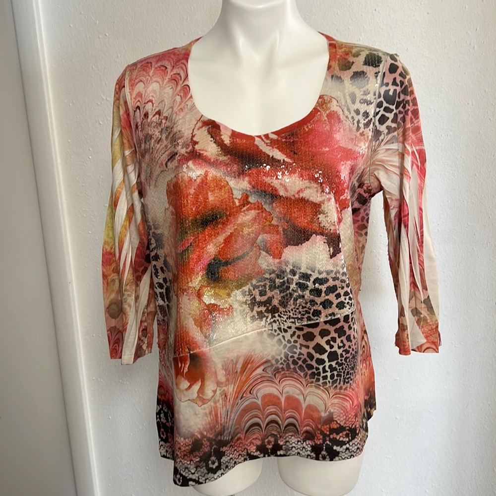 Style & Co Petite Floral Sequin Top